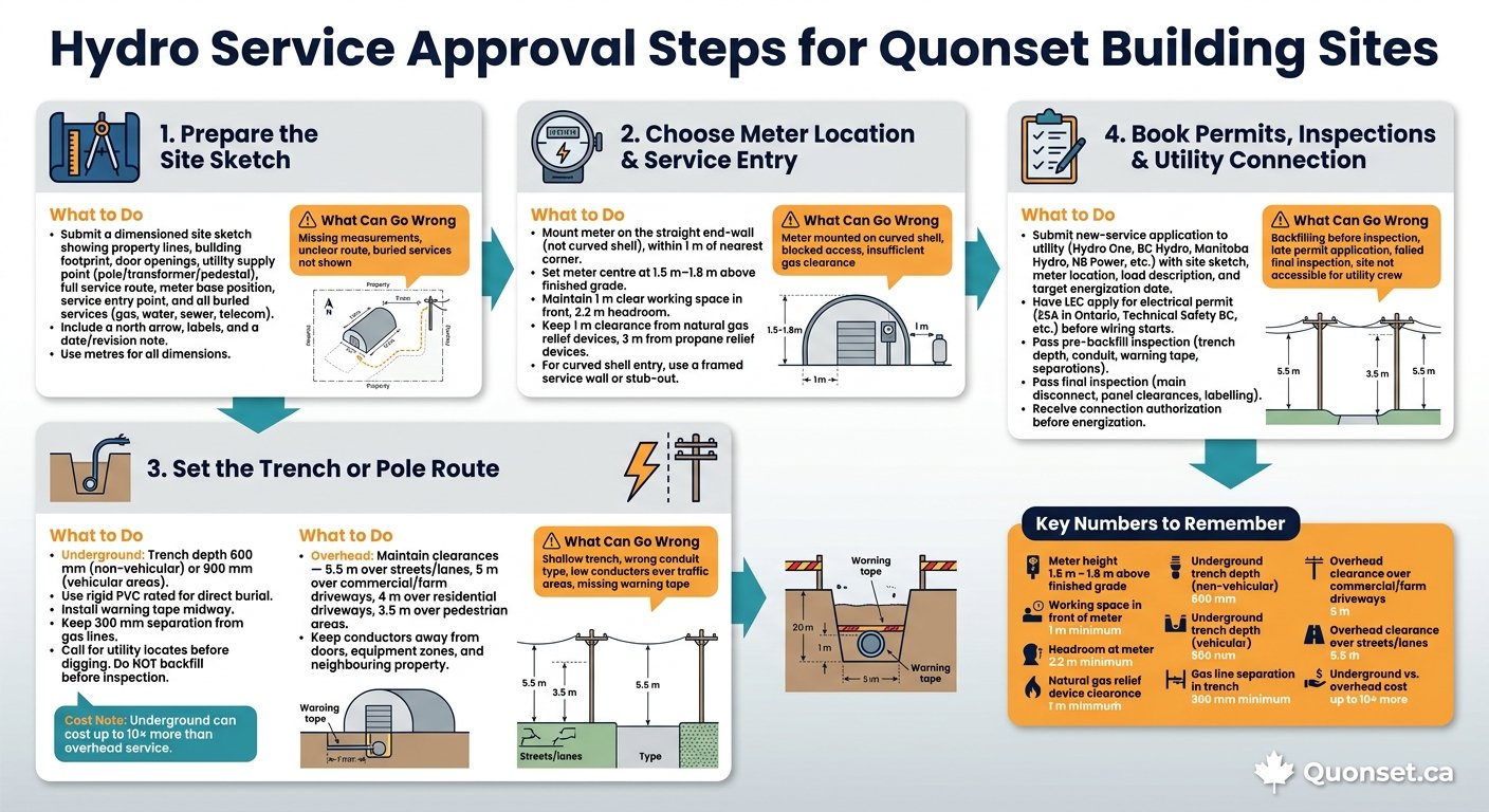 Hydro Service Approval Steps for Quonset Building Sites